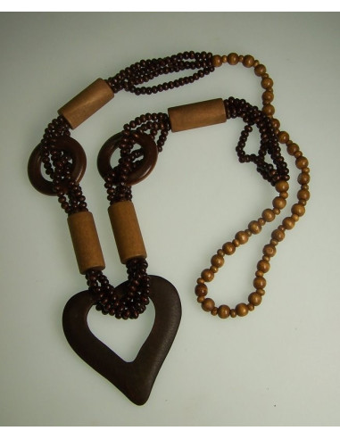 Sautoir coeur en bois
