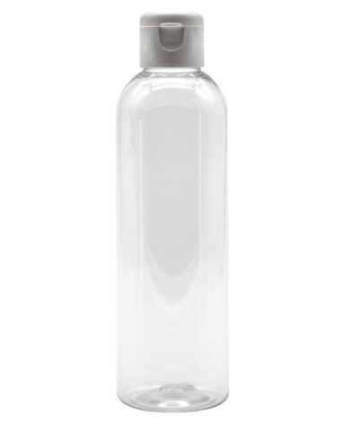 Flacon PET Transparent 200ml avec bouchon Flip-Top 24/410 Blanc