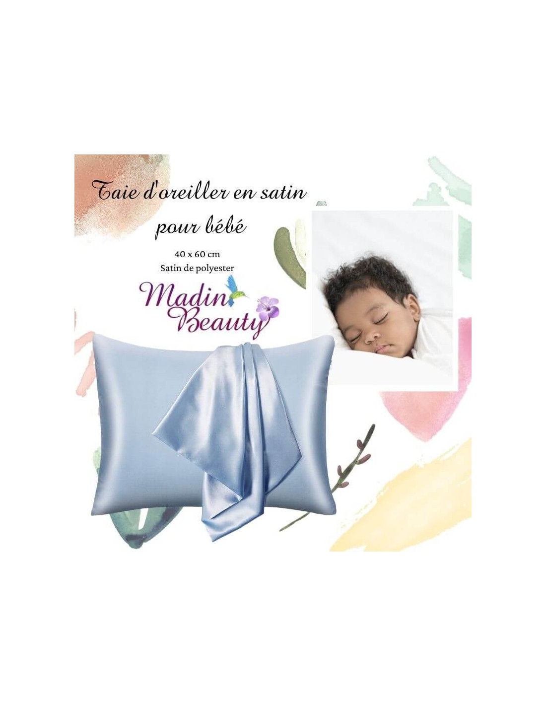 Taie d'oreiller en satin pour bébé